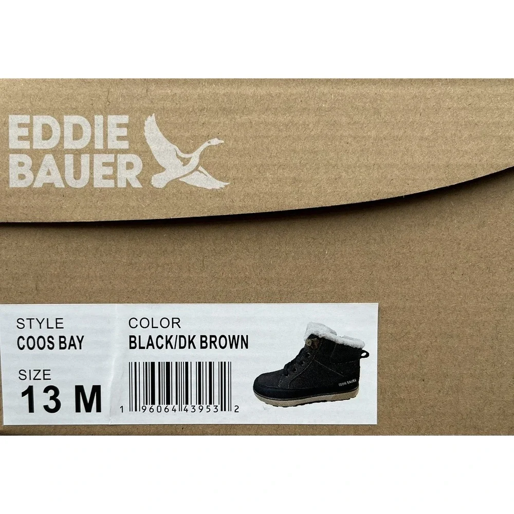Eddie Bauer Little Boys Faux-Shearling Lined Ankle Boots Size 13 Brown-Tan-Black